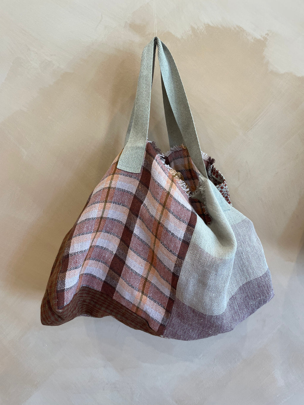 Linen Patchwork Tote Bag