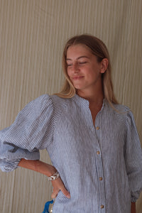 Soft Shirt in Navy and White Stripe
