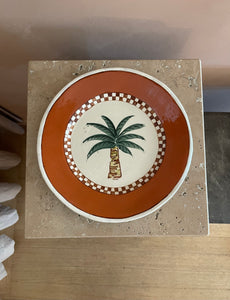 Check Border Palm Hand-built Plate - Di Lunedi